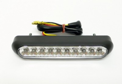 Koncové světlo na motorku Highway Hawk OVAL s LED, osvětlení SPZ, E-mark, černá (1ks)